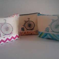 Embroidered Antique Bicycle Zip Bags