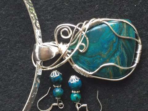 Wire Wrapped Blue Agate