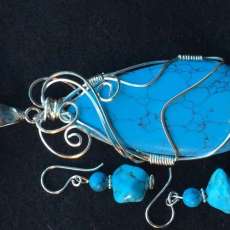 Turquoise Stone Wire Wrapped in Silver