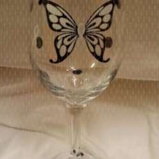 Breast Cancer Butterfly Wine Glass