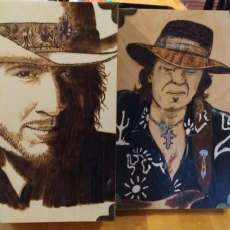 Stevie Ray Vaughn Wood Burned Cigar Box