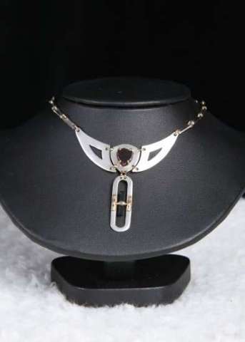Tourmaline Slab & Crystal Necklace