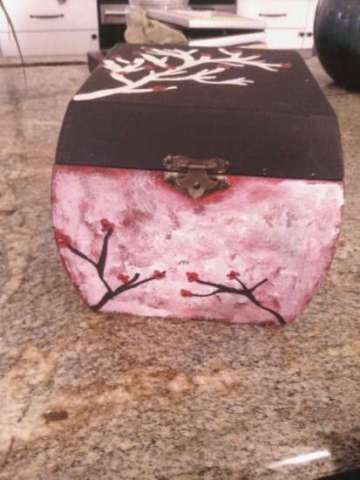 Treasure Box Red/Blk/Wht Cherry Blossom
