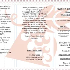 Restora Foods/Ozark Cajun Company Mission and Sample Menu