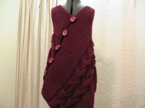 Handmade Cable Stitch Shawl. Can Be Worn 5 Styles.