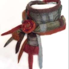 Nuno-Felted Scarf With Button-Flower