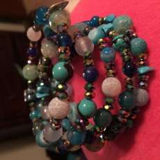Blue Turquoise, Jasper, Swaroski Crystal Flex Bracelet