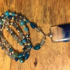 Blue Agate, Swaroski Crystal and Gemstone Necklace
