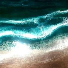 Earthy Shore 8X24 on Oak Board