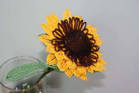 French Beaded Sunflower
