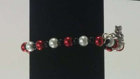 Black,White and Red Pearl Bracelet