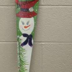 Snowman Painted in Acrylics on Hand Saw