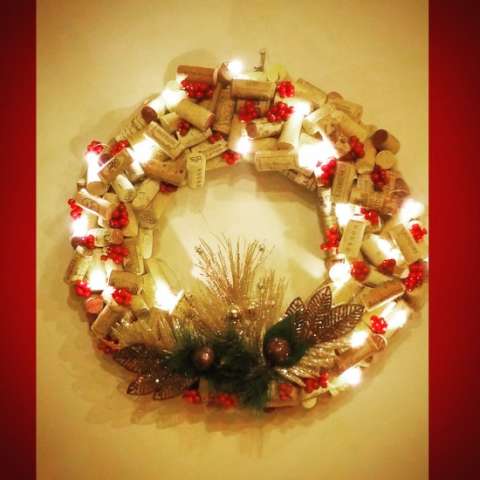Wine Cork Wreath Xmas With Lights