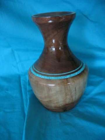 Black Walnut Vase With Sleeping Beauty Turquoise