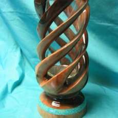 Black Walnut Carving With Sleeping Beauty Turquoise