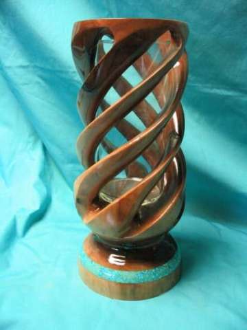 Black Walnut Carving With Sleeping Beauty Turquoise