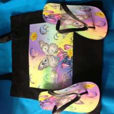 Printed Tote and Matching Flip Flops