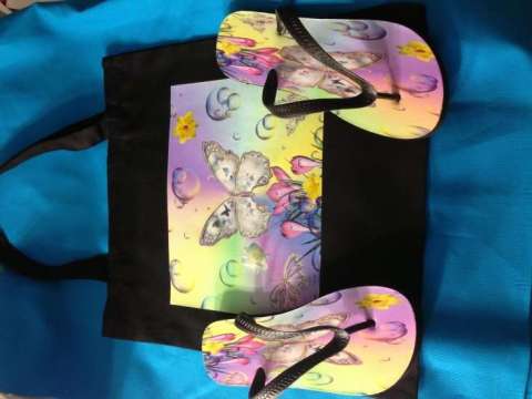 Printed Tote and Matching Flip Flops