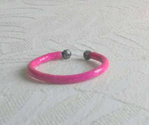 Pink Bangle Fits All Sizes 100% Leather