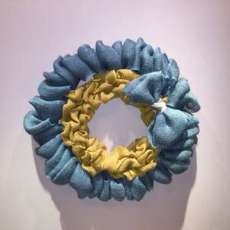 Turquoise and Yellow Burlap Wreath With Turquoise Bow Embellishment