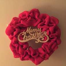 Red Burlap With Christmas Embellishment