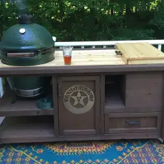 Big Green Egg Grill Table With Butcher Block