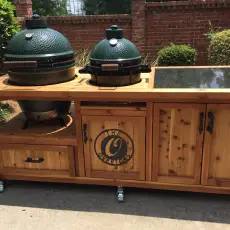 Dual Big Green Egg Grill Cabinet