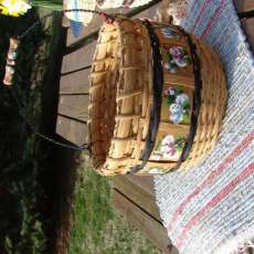 Bean Pot Basket Hand Woven and Hand Painted