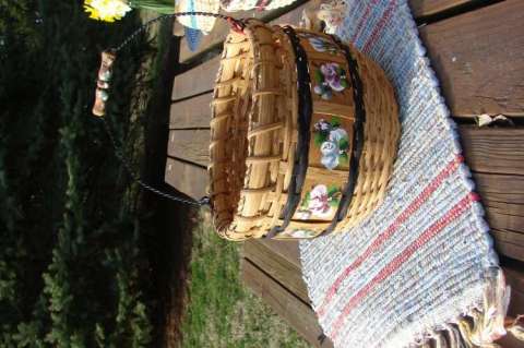 Bean Pot Basket Hand Woven and Hand Painted