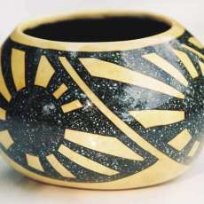 Four Suns Inlay Gourd Bowl