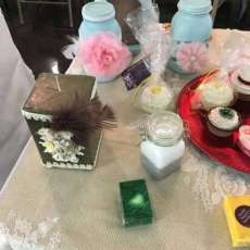 Decorated Candles, Tins, and Bottles