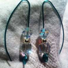 Bead and Cube Swoop Earrings
