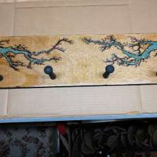 D B Wood Inlay Hat Rack