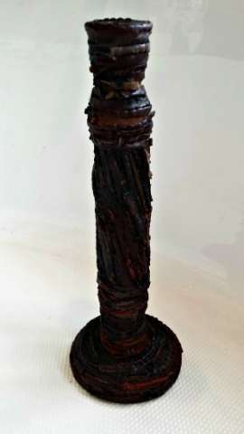 Leather and Wood Candeholder