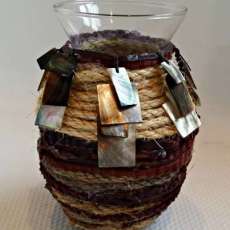 Jute and Leather Vase