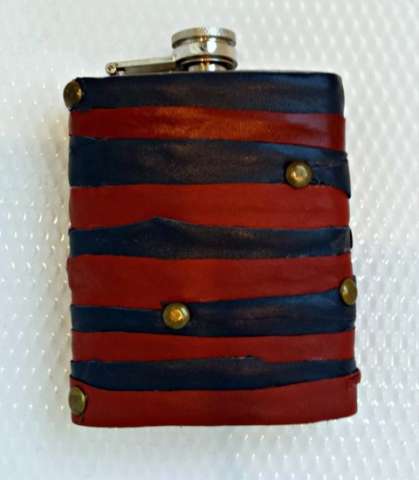 Rugby 7 Oz. Leather and Stainless Steel Flask
