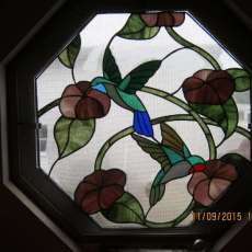 Hummingbirds, Flowers, Vines Window Panel