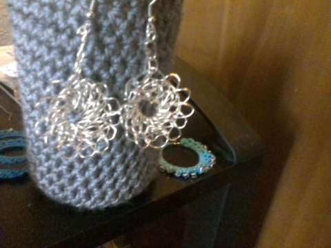 Crochet Flower Wire Earrings