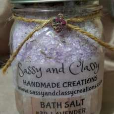 16 Oz Jar. Lavender Bath Salt..Please Visit Our Webside For More Info and Products Www.Sassyandclassycreations.Com
