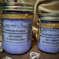 16 Oz and 8 Oz Jar. Fruit the Loop Soy Candles ...Please Visit Our Wedside For More Products and Details Www.Sassyandclassycreations.Com