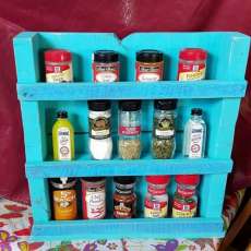 Distressed Wood Spice Rack in Turquoise