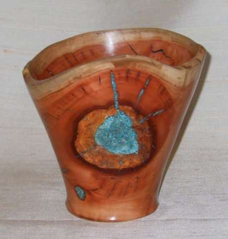 Red Eucalyptus Burl With Turquoise