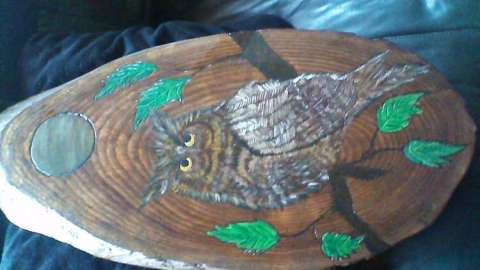 Woodburned Owl