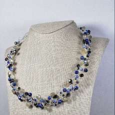 Lapis, Gray Aventurine and Czech Glass Necklace