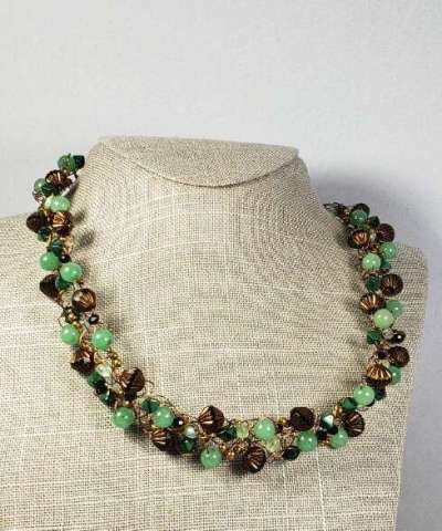 Jade and Czech Bicone Necklace