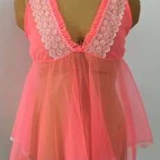 Neon Peach Baby Doll Top