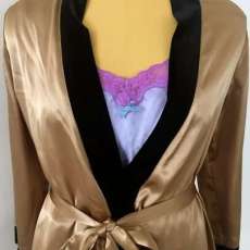Velvet Trimmed Smoking Jacket and Hand Dyed Chemise