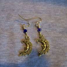 Smiling Man on Moon Gold Plated Earrings