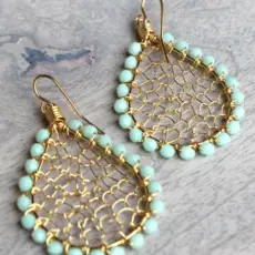 Golden Beaded Drop Earrings