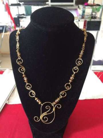 Gold Buff Finish Spiral Wire Necklace